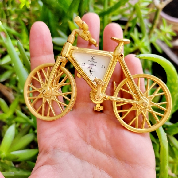 Vintage Le Temps Quartz Gold Bicycle Clock - Picture 4 of 8